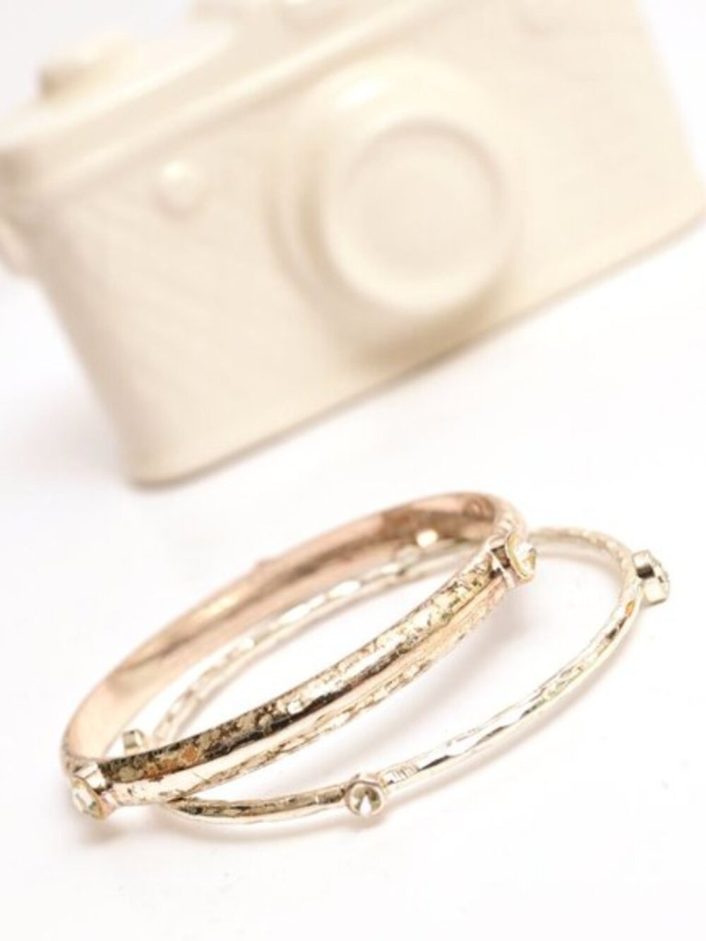 Copper Gold & Silver Stackable Bangle / Rhinestones Bangles- Set 2 - Picture 5 of 5